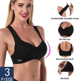 Yoga -outfit 3 PCS Sport BH Top Crop for Fitness Gym vrouwen vrouwelijk ondergoed sportkledingapparatuur push up brassiere groot formaat pad bralette