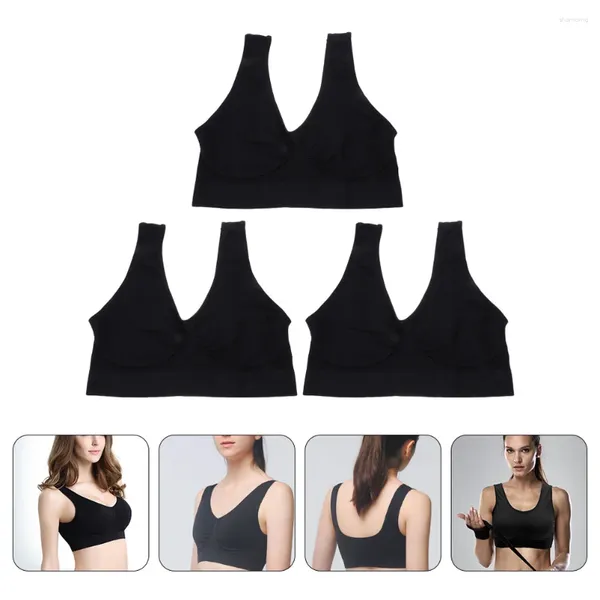 Tenue de yoga 3 pcs Camisoles sans fil sans fil pour femmes Gilet de course en nylon