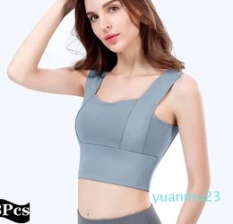 Yoga Outfit 3pcs Sports Bra Wear Top Crop Rembourré Événements Sous-vêtements Fitness sans couture Sportswear Gilet Running Qualité Off-Shoulder Push-Up