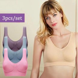 Traje de yoga 3 piezas Sujetador deportivo para mujer Tallas grandes Top Comfort Soft Fitness Tops como se ve Conjunto de sujetadores de ocio sin costuras