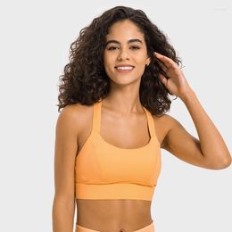 Atuendo de yoga ABS Loli Women High Impact Sports Sports Bras 3D Moldeado Cross Cross Back Fitness Bra.