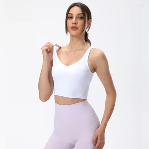 Tenue de yoga al Nu Double Face costume de soutien-gorge Bra Femmes de ruissellement de choc Sports Sports Sports Viete de fitness respirante adaptée à la peau