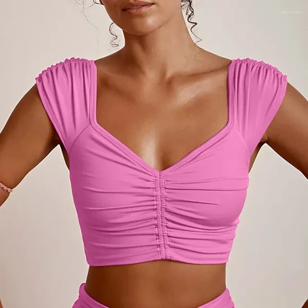 Traje de yoga Antibom plisado sexy sujetador deportivo para mujer corriendo a prueba de golpes sin anillos de acero