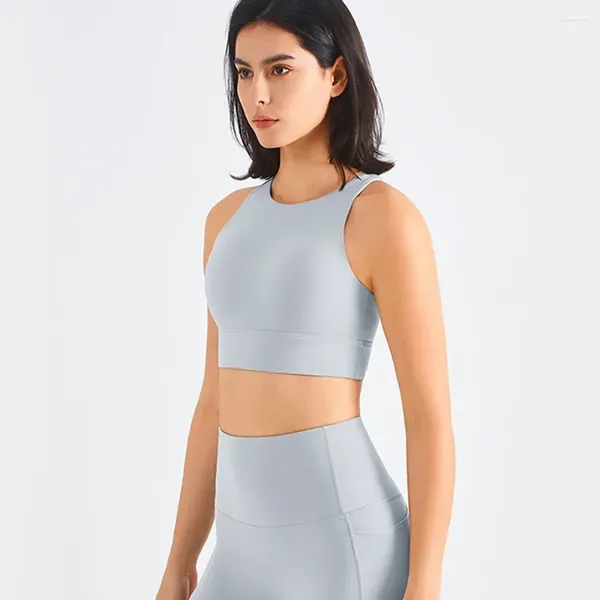 Traje de yoga Llegada Mujeres Acolchado Sujetador deportivo Absorción Transpirable Sin movimiento Ajuste Tops Cuello alto Buen chaleco elástico Mujer