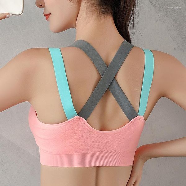 Tenue de Yoga beau dos sans anneau en acier Type de gilet sommeil sous-vêtements de sport course Fitness soutien-gorge femmes