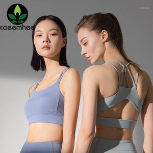 Tenue de yoga CAEEMHEE évider licou soutien-gorge de sport femmes débardeurs doux respirant haut de gymnastique Sexy Sport porter course entraînement actif