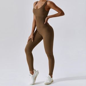 Yoga-outfit chrleisure mouwloze sport jumpsuit naadloos bodysuit uit één stuk fitness pak naakt gevoel slank strakke gym slijtage