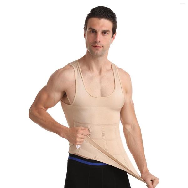 Traje de yoga Corsé Tonificación de los hombres Ropa interior deportiva Chaleco Sin mangas Deporte Camiseta interior Entrenamiento de secado rápido Camiseta sin mangas ajustada Fitness