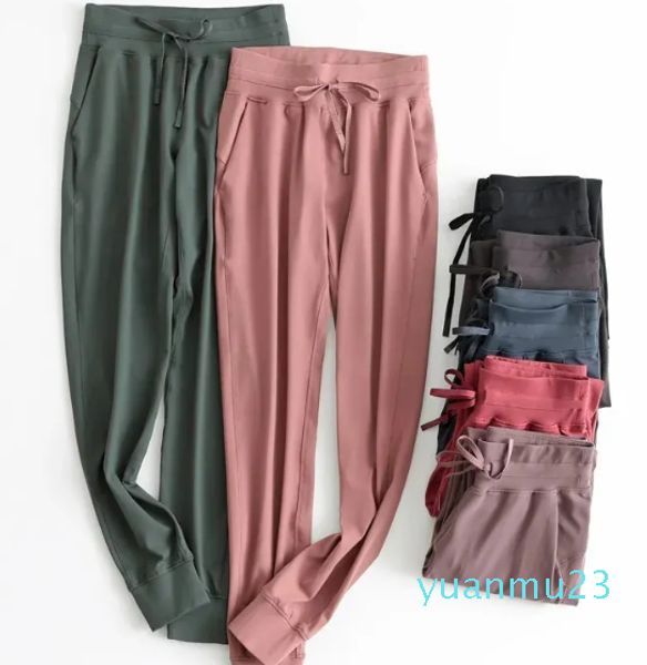 Yoga Outfit Custom Stretch Tissu Entraînement Sport Joggers Pantalon Taille Cordon Fitness Pantalon de survêtement avec deux poches latérales