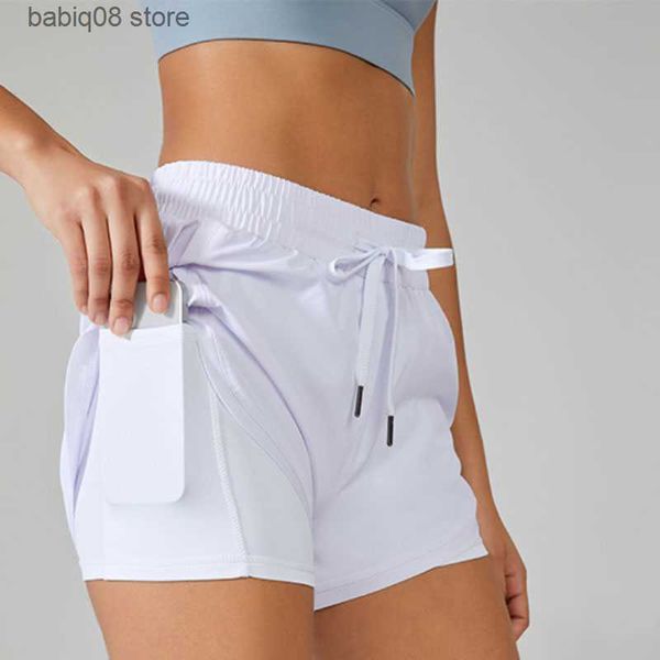 Traje de yoga falso de dos piezas pantalones cortos de yoga mujeres fitness spandex neón elástico verano corriendo entrenamiento pantalones cortos para damas gimnasio pantalones cortos deportivos T230421