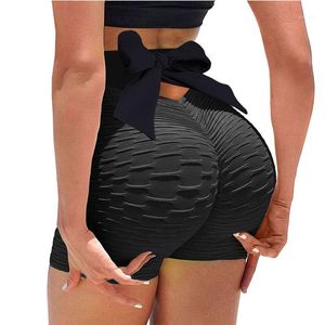 Yoga Outfit Mode Afdrukken Heup Nice Dames Sport Fitness Gym Stretchy High Taille Ruched Puiniften Training Running Shorts