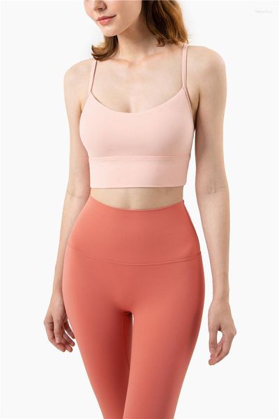 Atuendo de yoga correa fina anti strangulation deportes en forma de sujetador en forma de bray gething estilo de honda para mujeres