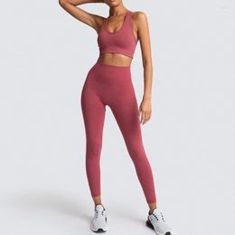 Yoga Outfit Fitness Sports Bra Running Ribbed Chrleisure Leggings de haute qualité Collants Femmes Pantalons sans couture Entraînement Gym Plus Taille Ensemble