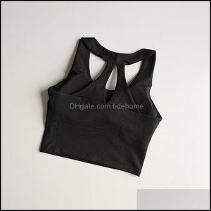 Yoga Outfit Fitness Supplies Sports Outdoor Rembourré Plaine Sport Crop Top Bras Femmes Racerback Doux Entraînement Athlétique Gym Gilet Drop Delivery