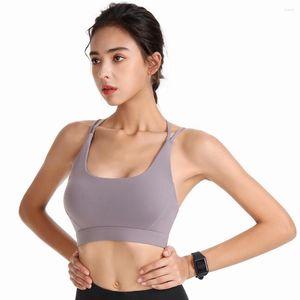 Yoga Outfit Fitness Femme Push Up Antichoc Sans Fil En Nylon Confortable Gym Formation Running Workout Active Wear Sport Soutien-Gorge Plus La Taille XXL