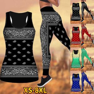 Yoga-outfit voor vrouwen Fashion Bandana Patroon 3D Gedrukte training Leggings Fiess Sports Gym Running Lift The Hips Suit XS-8XL P230504
