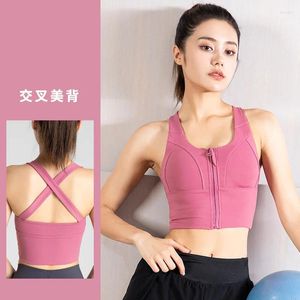 Yoga -outfit front ritssluiting sport beha dames high -tostrong -absorbing vest prachtige rugkruisfitness