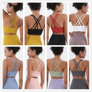 Yoga -outfit ftstar 26 kleuren sexy strappy push -up sport beha voor vrouwen fitness sport gym tops kleding actieve slijtage