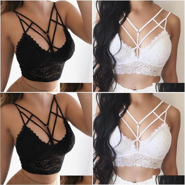 Yoga Outfit Gym Y Sous-vêtements de sport Soutien-gorge à la maison Femmes Black Lace Bralette Push Up Bras pour débardeurs de grande taille Drop Delivery Dhak2