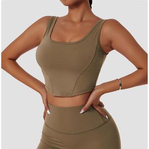 Yoga Outfit Halter Neck Femmes Sports Bras Sous-vêtements sans couture Outwear Slim Running Nude Feel Gym Fitness Soutien-gorge antichoc Gather Gilet