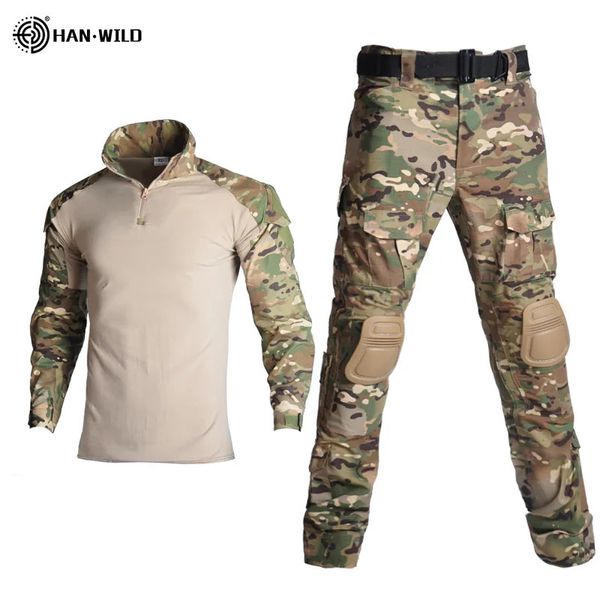 Yoga Outfit Han Wild Tactique Combat Camouflage Outdoor Airsoft Paintball Vêtements Militaire Uniforme Chemises Pantalon Cargo Coude Genouillères Costumes 231012