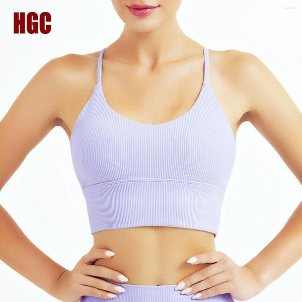Tenue de yoga HGC Sports Bra High Support Push-Up Top Top Femmes Solde à épaule mince Gire de remise