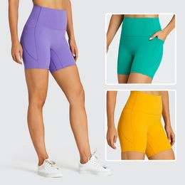 Yoga Outfit Hi Cloud Biker Short d'entraînement pour femmes 6 "taille haute course exercice cyclisme randonnée sport avec poches latérales 230925