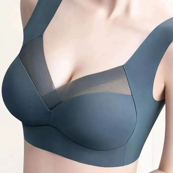 Yoga Outfit Ice Soie Mince Dos Enveloppé Soutien-Gorge De Sport Poitrine Antidérapante Intégrée Coupe En Latex Fixe Anneau En Acier Sans Trace Rassemblez Ensemble Respirant 231023