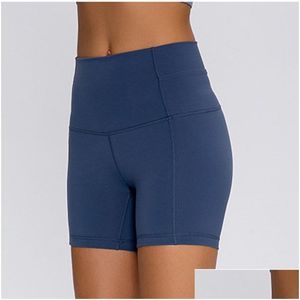 Yoga-outfit L-163 Women High Taille Shorts Outfits Naked Ladies Pockets Hip-Dighting Running Fitness Trouser Butt Lifting Leggings Dh5VQ