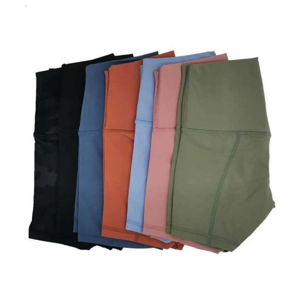 Traje de yoga L-2037 Pantalones de yoga de talle alto de color sólido con línea en T Sensación desnuda Pantalones ajustados elásticos Pantalones de chándal ajustados clásicos para mujer Deportes de fitness suaves