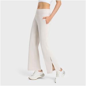 Yoga Outfit L-W030 Commuter Loungef Pantalon évasé léger Pantalon taille haute Pantalon de survêtement à jambe large respectueux de la peau Sweat Wicking Respirant Wome Dhth1