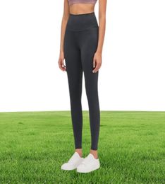 Yoga Outfit L85 Matériel Nu Femmes Pantalons Solide Couleur Sports Gym Porter Leggings Taille Haute Élastique Fitness Lady Globalement Collants Wo5890974