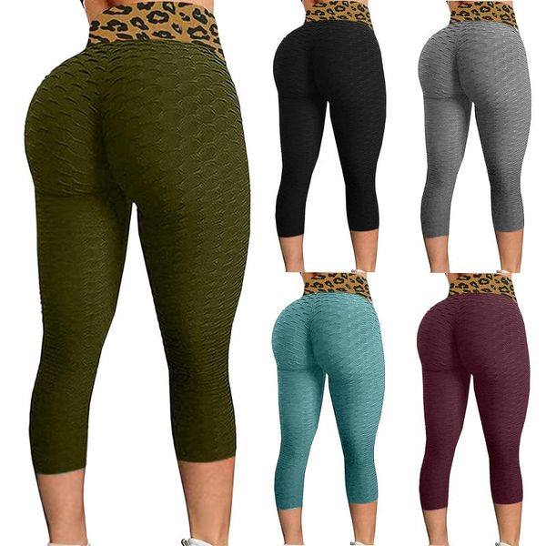 Traje de yoga Medias de leopardo Pantalones Mujeres Sin costuras Leggings de cintura alta Transpirable Gimnasio Fitness Push Up Ropa Chica Pantalón Deporte 18