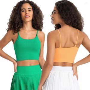 Tenue de yoga soutien léger soutien-gorge de sport à la palangre femmes rembourré Cami débardeurs beurre doux entraînement Gym Fitness haut court avec intégré