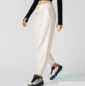 Yoga Outfit LL Coton Harem Pantalon High Rise Jogger Dcord à la taille Pantalon de survêtement Casual Coupe décontractée Joggers FL Longueur Pantalon Femme