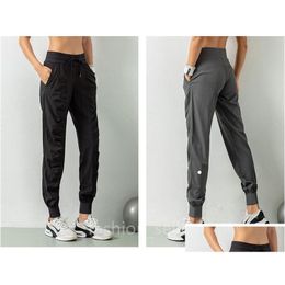 Yoga-outfit Ll-Ydk07 Trainerbroek Damesbroek Los Negende Excerise Sport Gym Hardlopen Casual Lange enkel Gestreepte broek Elastisch Hoog W Otsku