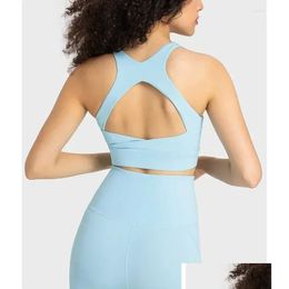 Yoga Outfit Logo Femme Nu Sports Bra Out Cropped Gym Sport Brasier Respirant Bralette Top Femmes Vêtements Drop Livraison Extérieur Fi Otioe