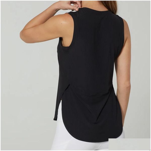 Tenue de yoga LU-1283 Femmes Sports Vest o cou sans manche ouverte ouverte