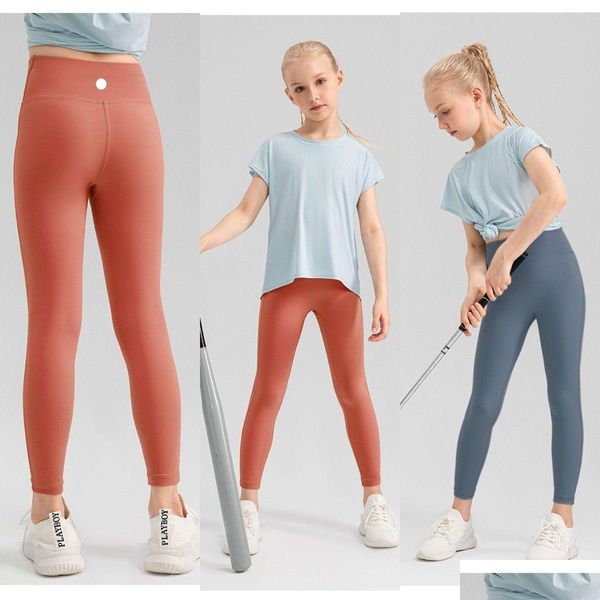 Yoga Outfit Lu-1456 Filles Leggings Enfants Collants minces Pantalons de survêtement Soft Elastic Sports Pantalons serrés Enfants Danse Skinny Drop Livraison O Dhr2D