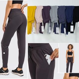 Tenue de yoga LU-780 Wear Dstring Elastic High-Waist Jogging Pantalging Womens Sports Fitness Casual Drop Livracing Outdoors Supplies Dhhfy
