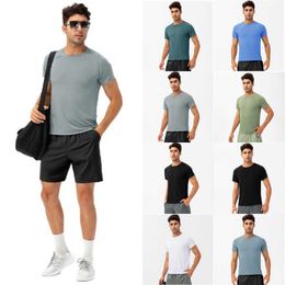 Yoga-outfit Lu Hardloopshirts Compressie sportlegging Fitness Gym Voetbal Man Jersey Sportkleding Sneldrogend Sport t- Top LL mans