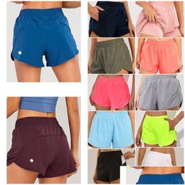 Yoga-outfit Lu0160 Damesoutfits Hoge taille Shorts Oefening Korte fitnesskleding Meisjes Hardlopen Elastisch Adt Sportkleding Voorkomen Wardrob Dhxpb