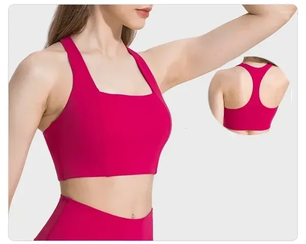 Equipo de yoga LULOGO MUJERES H-WORLD ALTA ELASTICIDAD A prueba de deportes sujetador fijo almohadilla de pecho ropa interior fitness correr chaleco top