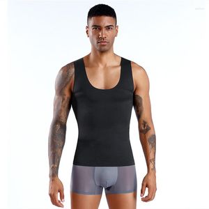 Tenue de Yoga hommes corps façonnage gilet respirant confortable forte pression sans couture colle Abdomen dos droit collants