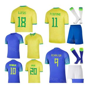 Tenue de yoga Men Kids Team National Brazils Soccer Jersey 22 Richarlison Raphinha Philippe Coutinho Thiago Sia Lucas Paqueta Marquinh Othzp