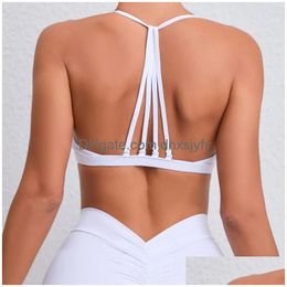 Yoga Outfit Minimal Sports Soutien-gorge Dos Nu Amovible Femmes Bralettes Athlétiques Rembourré Criss Cross Sous Porter Strappy Gym Crop Top Débardeur D Dhjci