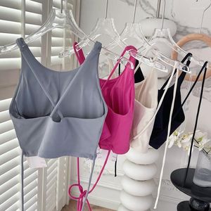 Yoga Outfit Naked Feel Lace Up Workout Gym Bras Vrouwen Sexy Halter Neck Dance Fitness Sport Tops Brasserie Maat