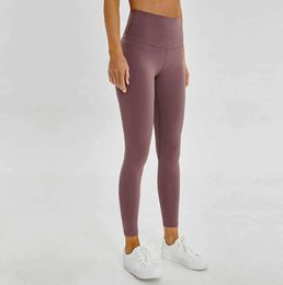 Yoga Outfit Matériel nu Femmes Yoga Pantalon L-85 Couleur Solide Sports Gym Wear Leggings Taille haute élastique Fitness Lady Collants global Entraînement 1455