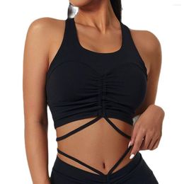 Yoga-Outfit NCLAGEN Sportunterwäsche, schnell trocknend, kurzes Tanktop, Damen, Push-up-BH mit hohem Halt, abnehmbares Brustpolster, Lauf- und Trainingsweste