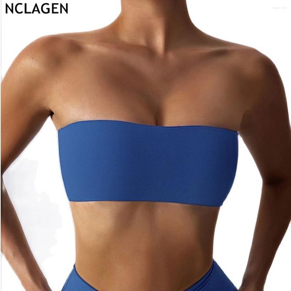 Yoga Outfit NCLAGEN Tube Top Sports Soutien-gorge et Fitness Crop Gilet Gym Entraînement Séchage rapide Push-up Respirant